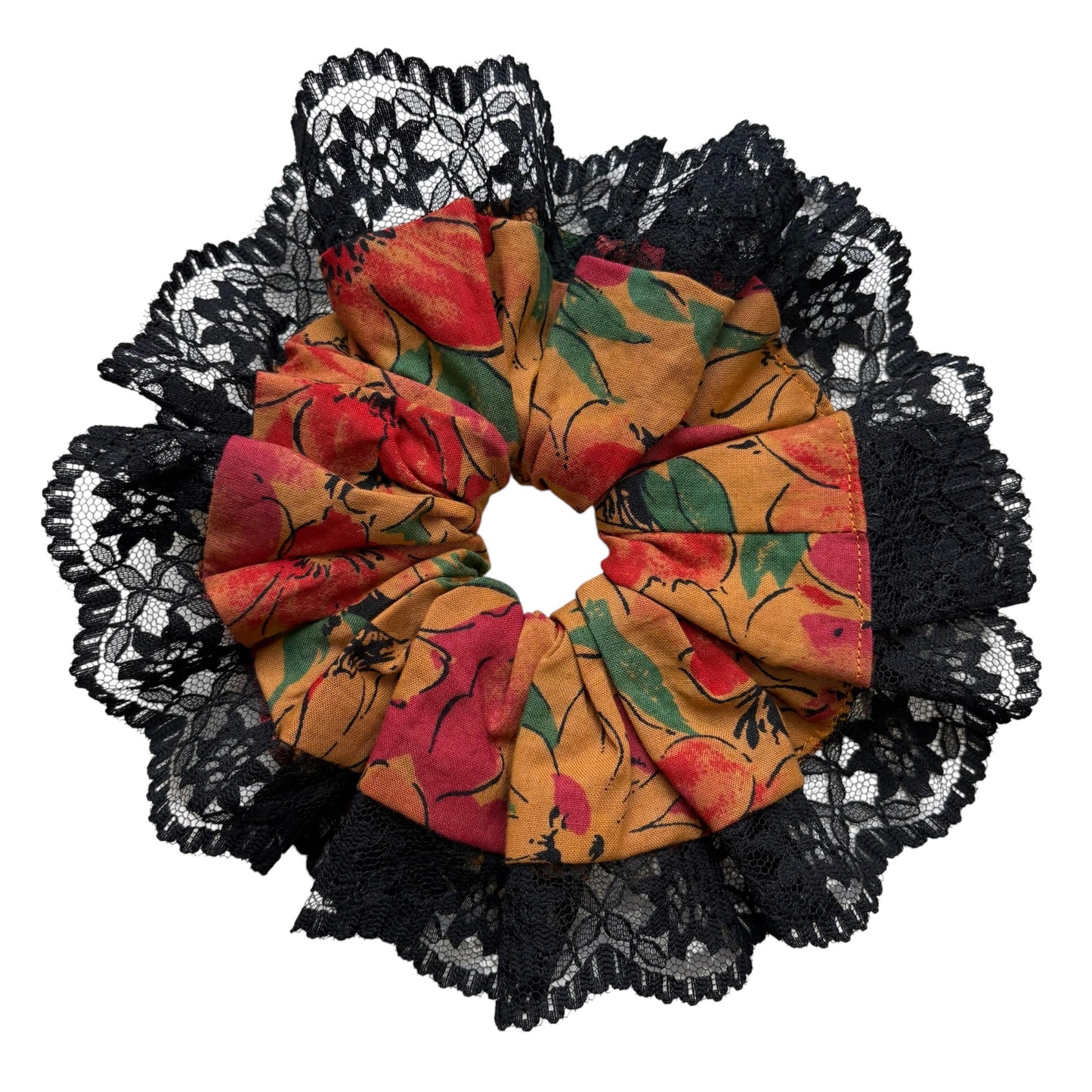 Orange Floral Scrunchie