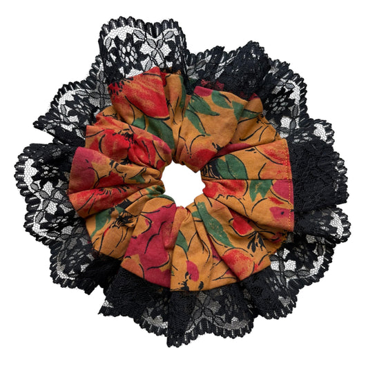 Orange Floral Scrunchie