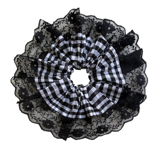 Black & White Gingham Scrunchie