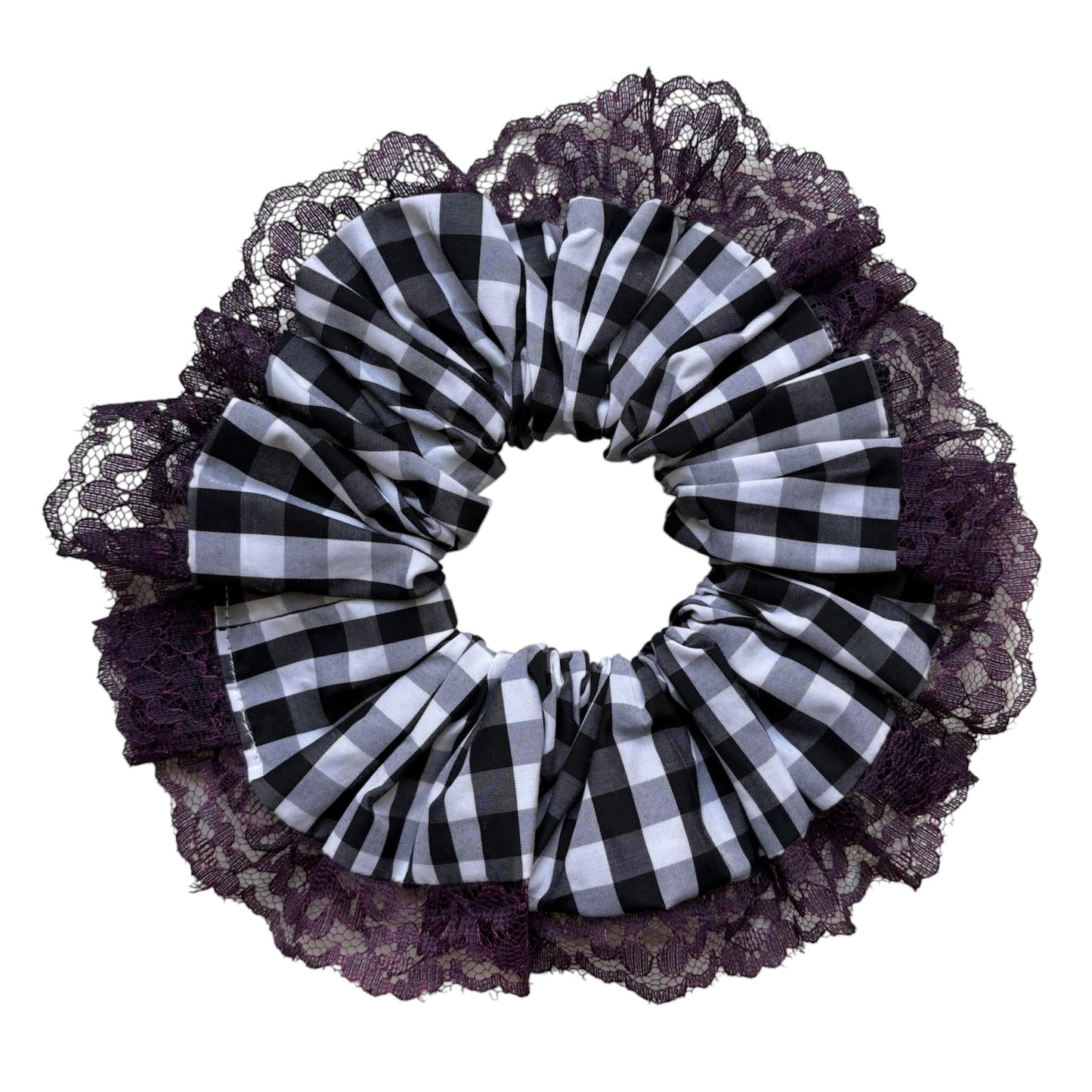 Black Checkered Scrunchie