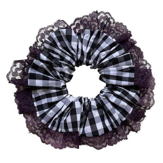 Black Checkered Scrunchie